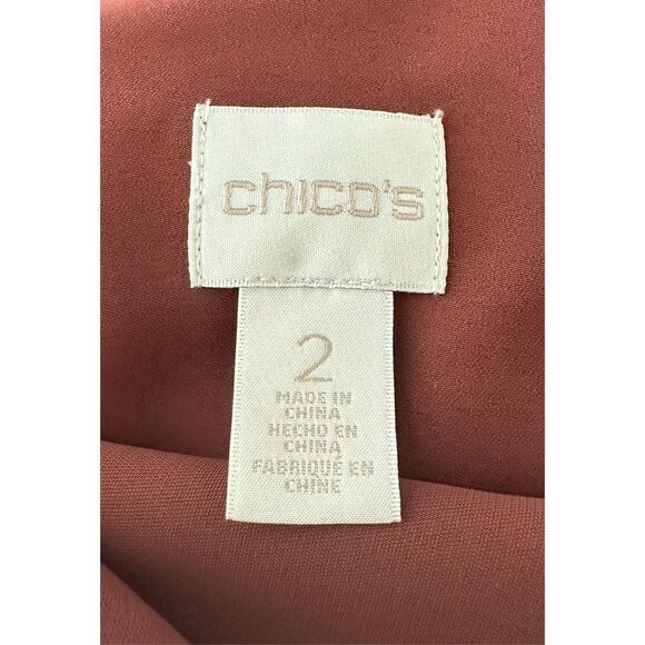 Chico's Women's Brown Pleated Details Button Closure Long Sleeve Shirt Size L - Picture 5 of 7